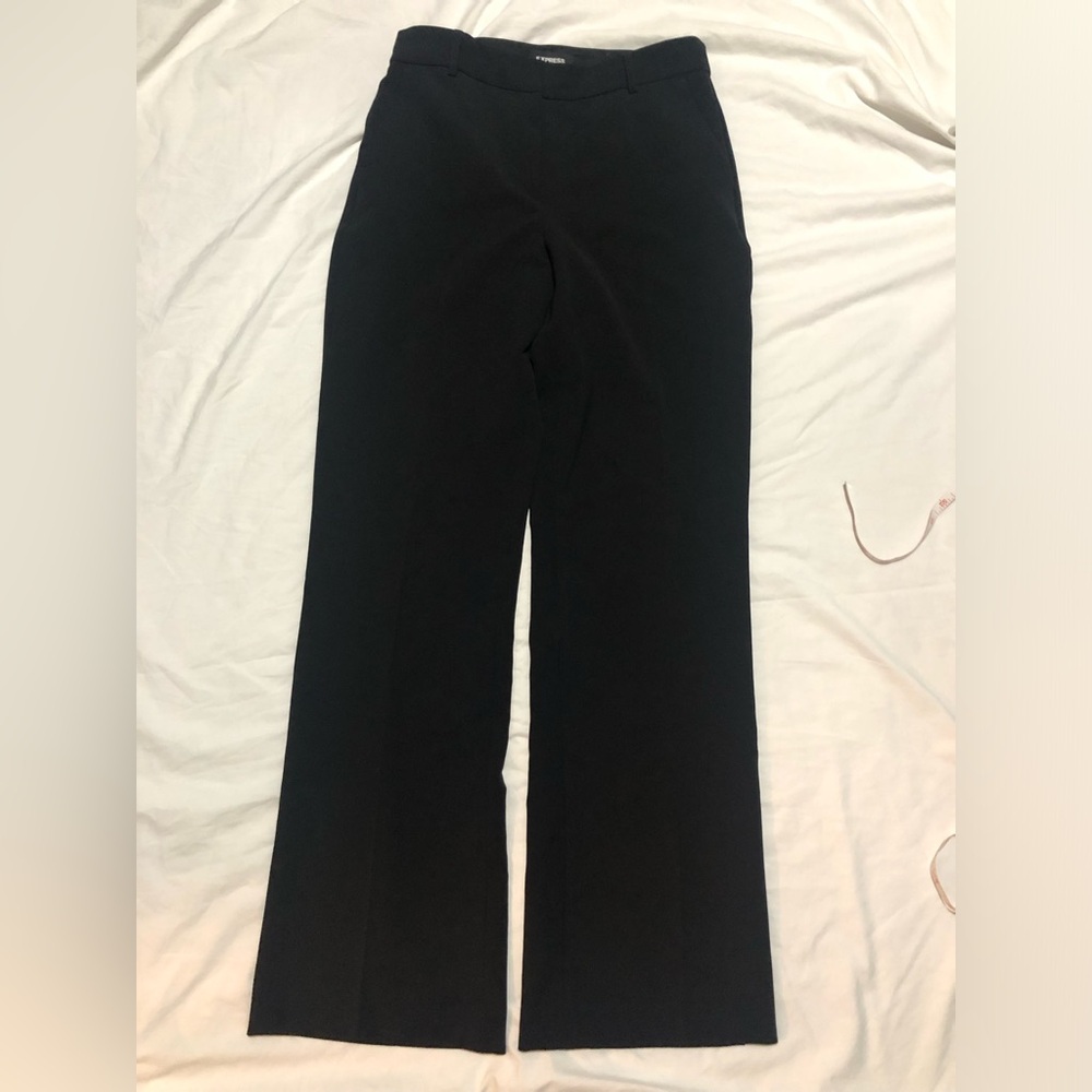 Express Super Soft Twill Mid-rise Classic Black Slacks 8R - Picture 2 of 5